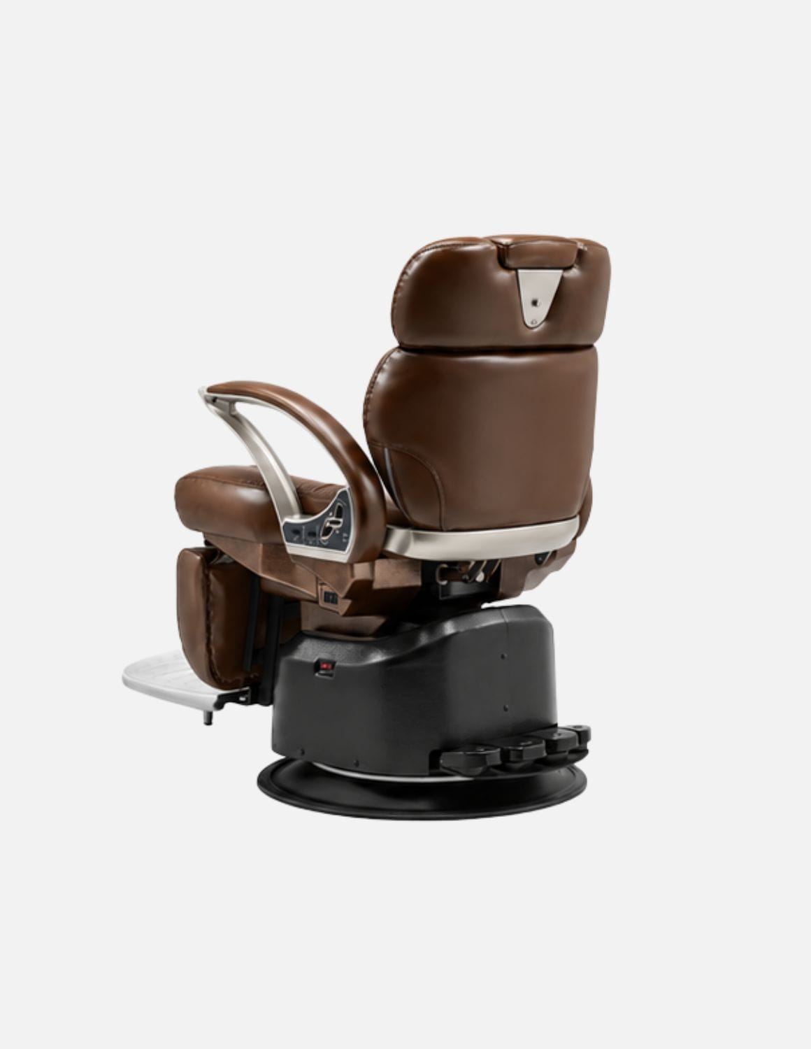JBS e-Opus 1.0 Braun Hochglanz — Vollelektrischer Barberstuhl & Friseurstuhl mit elektrischer Höhenverstellung, elektrischer Neigung, elektrischer Beinstütze & Memory-Funktion | Premium-Stuhl für Barbershop, Friseursalon & Studio