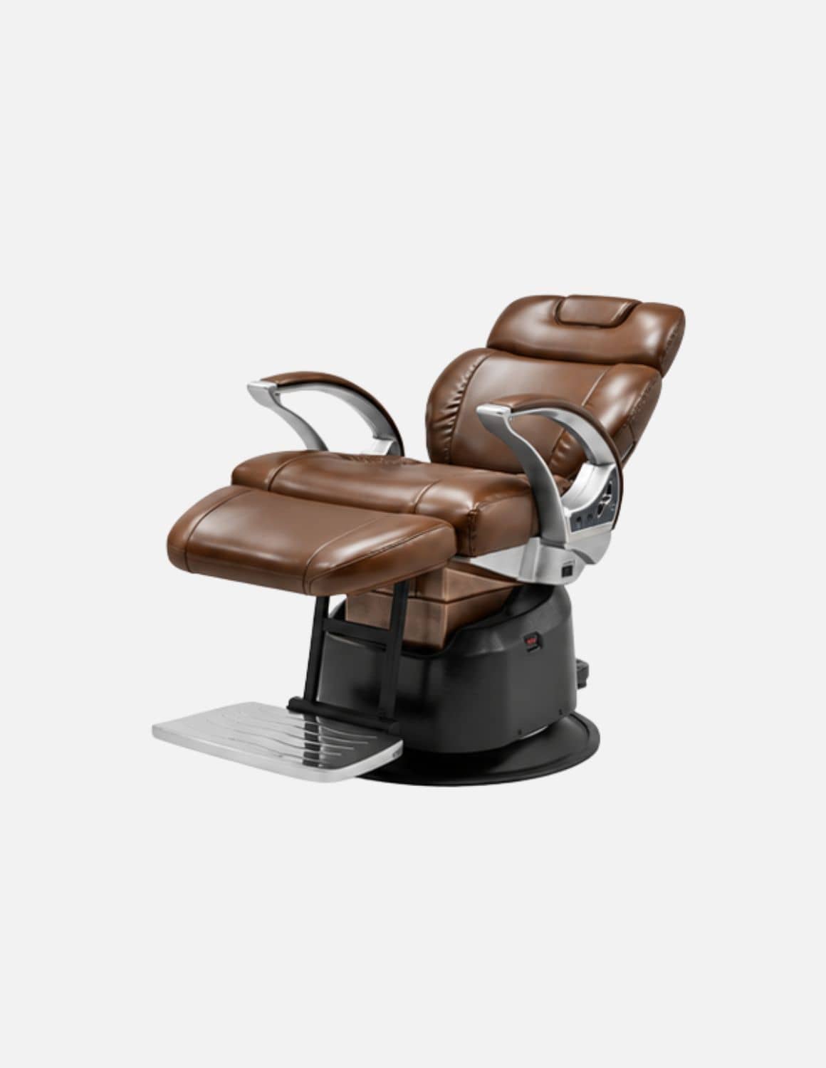JBS e-Opus 1.0 Braun Hochglanz — Vollelektrischer Barberstuhl & Friseurstuhl mit elektrischer Höhenverstellung, elektrischer Neigung, elektrischer Beinstütze & Memory-Funktion | Premium-Stuhl für Barbershop, Friseursalon & Studio