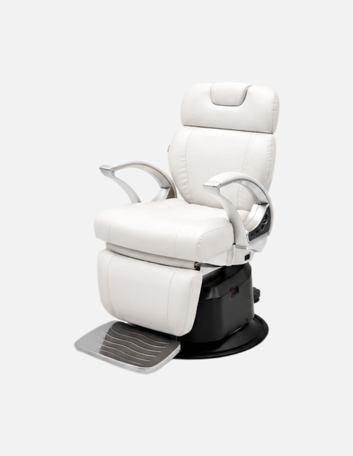 JBS e-Opus 1.0 Weiß — Vollelektrischer Barberstuhl & Friseurstuhl mit elektrischer Höhenverstellung, elektrischer Neigung, elektrischer Beinstütze & Memory-Funktion | Premium-Stuhl für Barbershop, Friseursalon & Studio