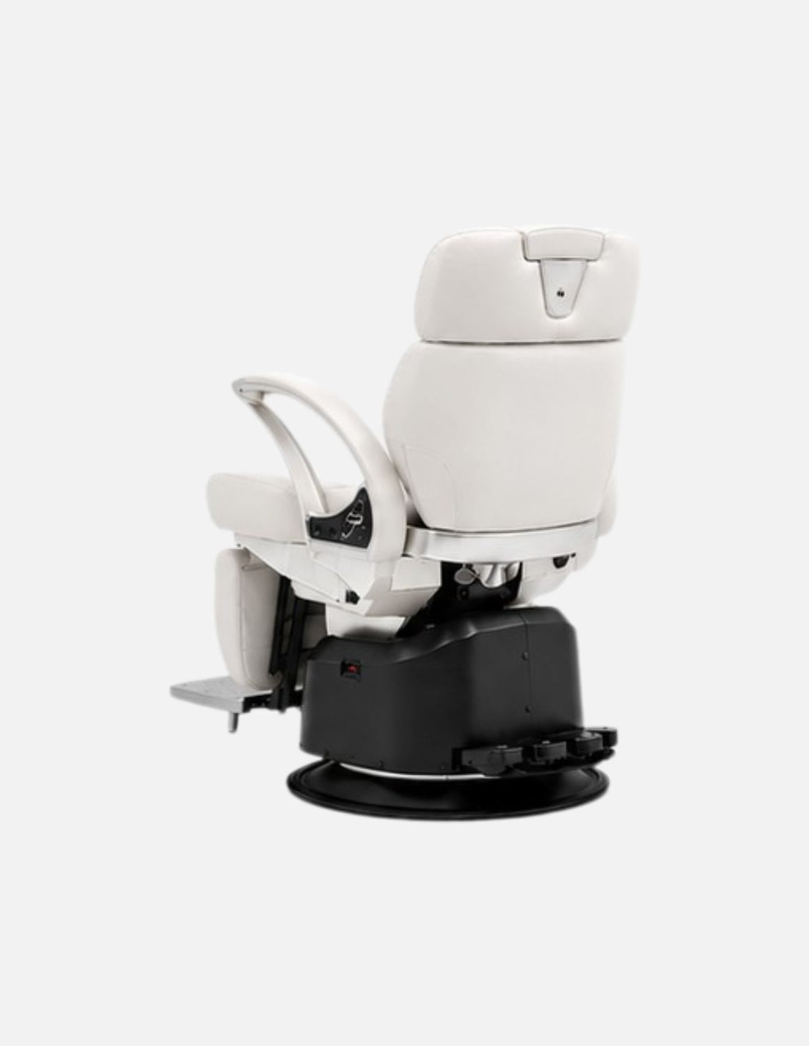JBS e-Opus 1.0 Weiß — Vollelektrischer Barberstuhl & Friseurstuhl mit elektrischer Höhenverstellung, elektrischer Neigung, elektrischer Beinstütze & Memory-Funktion | Premium-Stuhl für Barbershop, Friseursalon & Studio