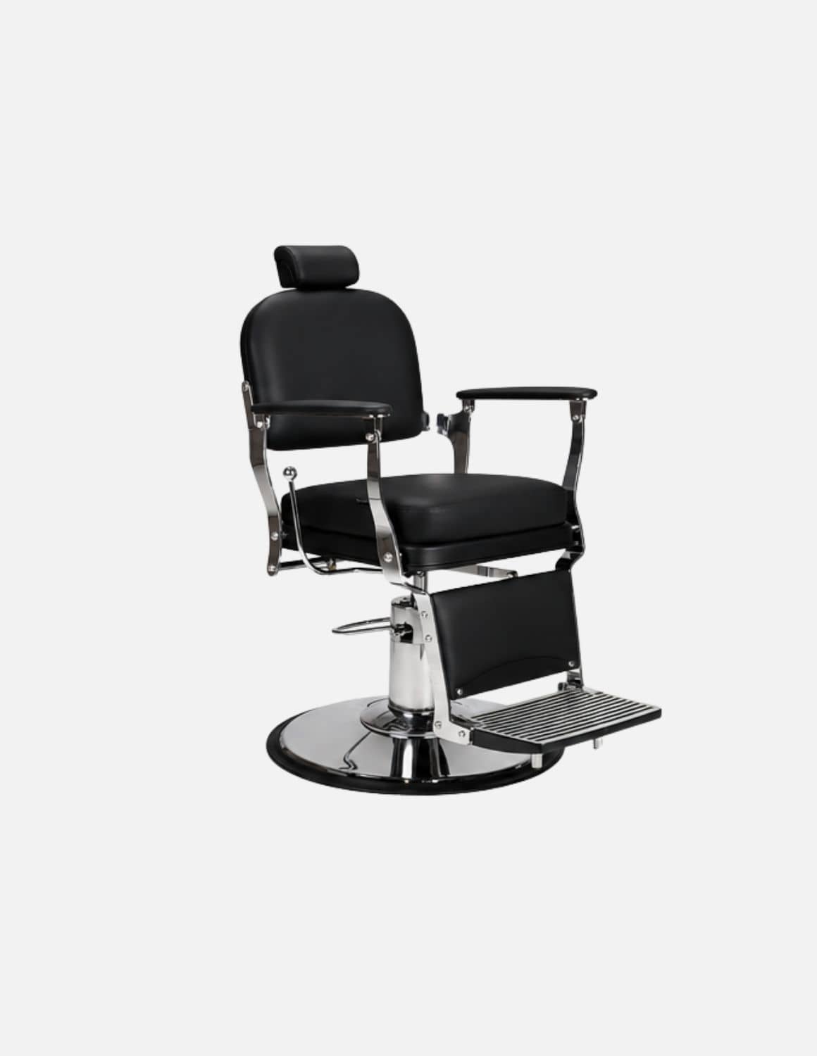 Atelier — Black Barber Chair & Salon Chair in a Minimalist Design | Slim Hydraulic Chair with Reclining Backrest — Chrome or Matte Black Frame