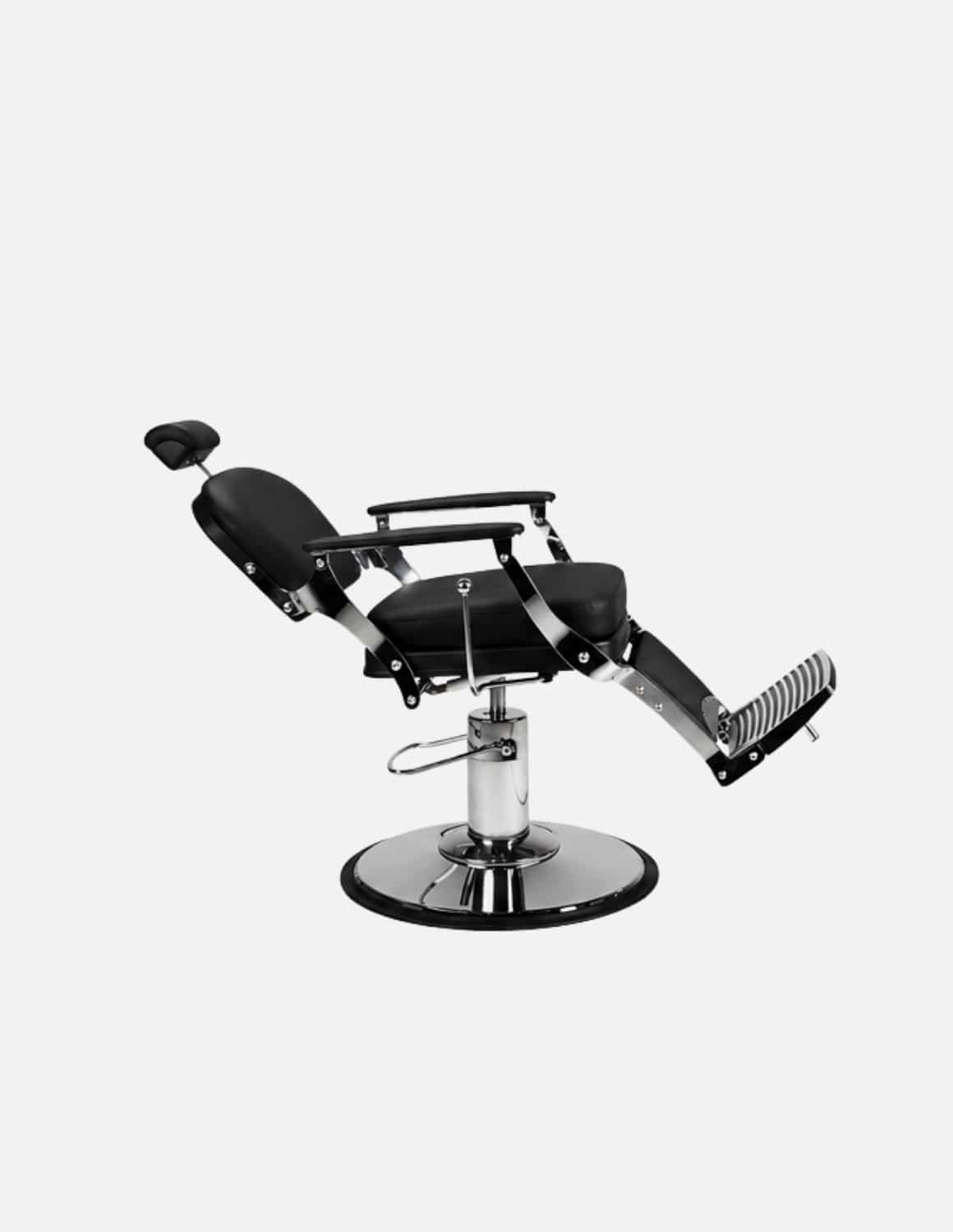 Atelier — Black Barber Chair & Salon Chair in a Minimalist Design | Slim Hydraulic Chair with Reclining Backrest — Chrome or Matte Black Frame