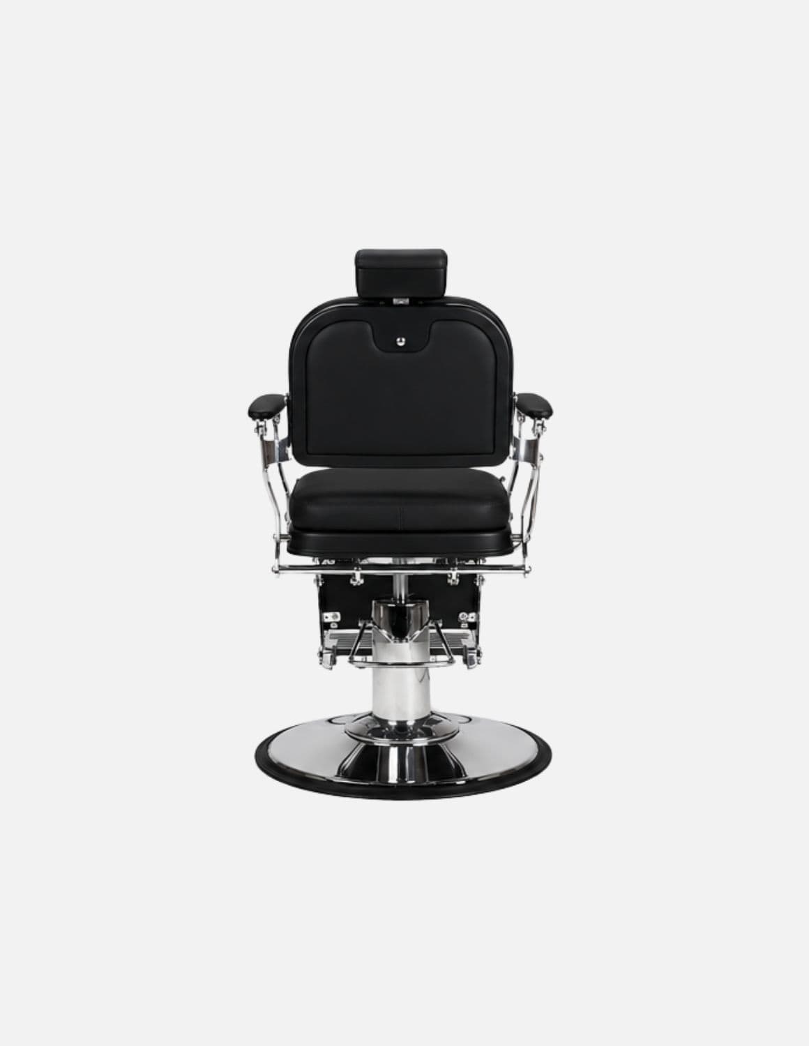 Atelier — Black Barber Chair & Salon Chair in a Minimalist Design | Slim Hydraulic Chair with Reclining Backrest — Chrome or Matte Black Frame