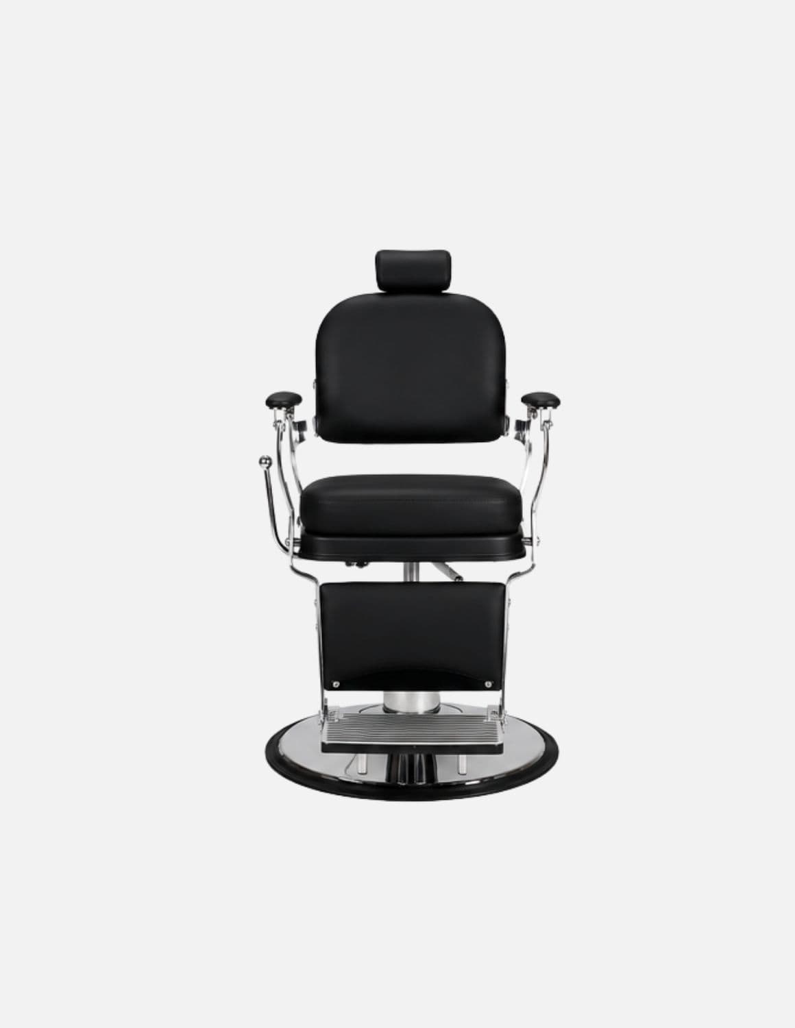 Atelier — Black Barber Chair & Salon Chair in a Minimalist Design | Slim Hydraulic Chair with Reclining Backrest — Chrome or Matte Black Frame