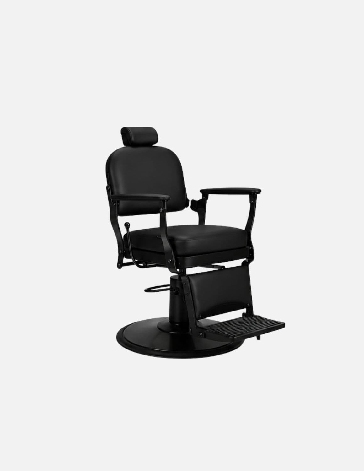 Atelier — Black Barber Chair & Salon Chair in a Minimalist Design | Slim Hydraulic Chair with Reclining Backrest — Chrome or Matte Black Frame
