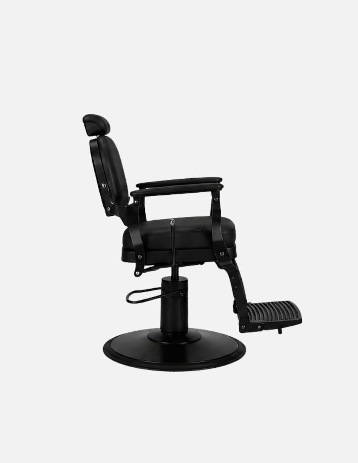 Atelier — Black Barber Chair & Salon Chair in a Minimalist Design | Slim Hydraulic Chair with Reclining Backrest — Chrome or Matte Black Frame