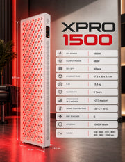 لوحة العلاج بالضوء الأحمر XPRO 1500 مع 7 أطوال موجية وأداء قوي. مثالية للاستوديوهات والمنزل – قدّم خدمات العافية وحقق إيرادات إضافية.
