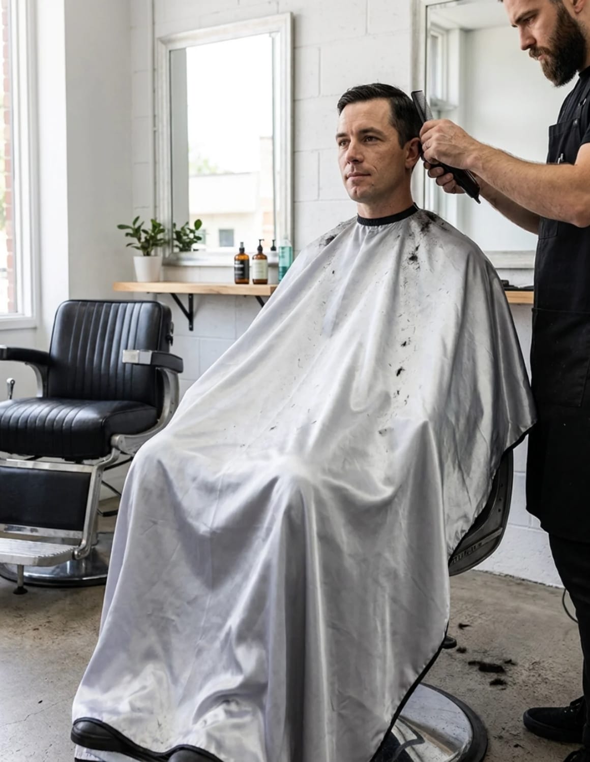 Premium satinbarberkappa med sidenlook – Utan logotyp | Frisörkappa & satinkappa