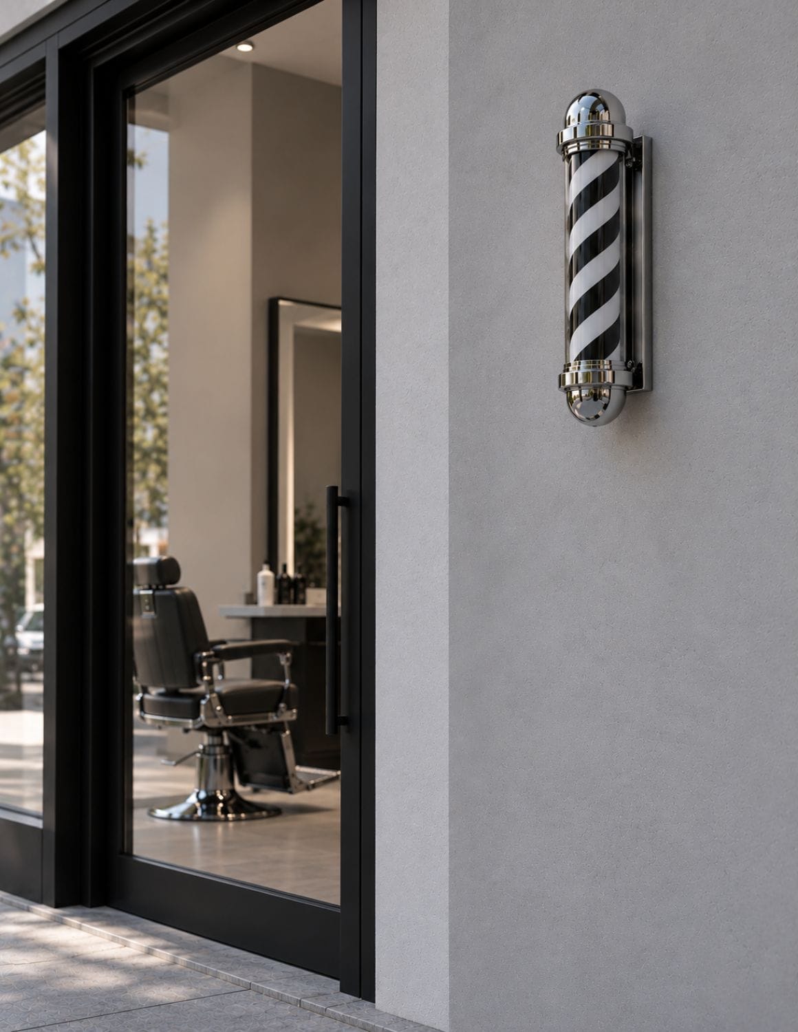 Rotující barber pole – černá a stříbrná