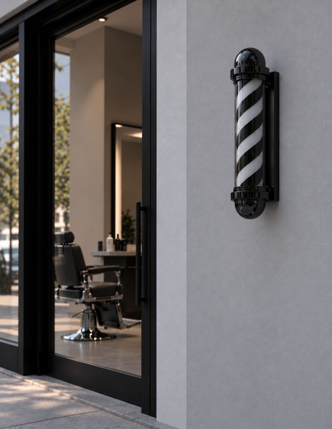 Rotující barber pole – černá a stříbrná
