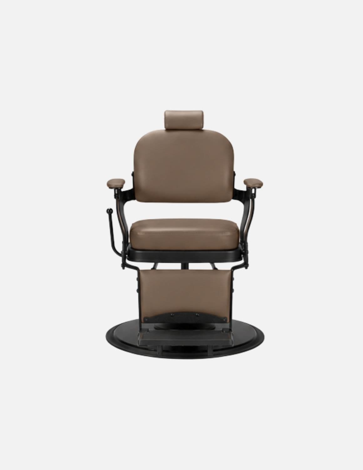 Atelier — Brown Barber Chair & Salon Chair in a Minimalist Design | Slim Hydraulic Chair with Reclining Backrest — Chrome or Matte Black Frame