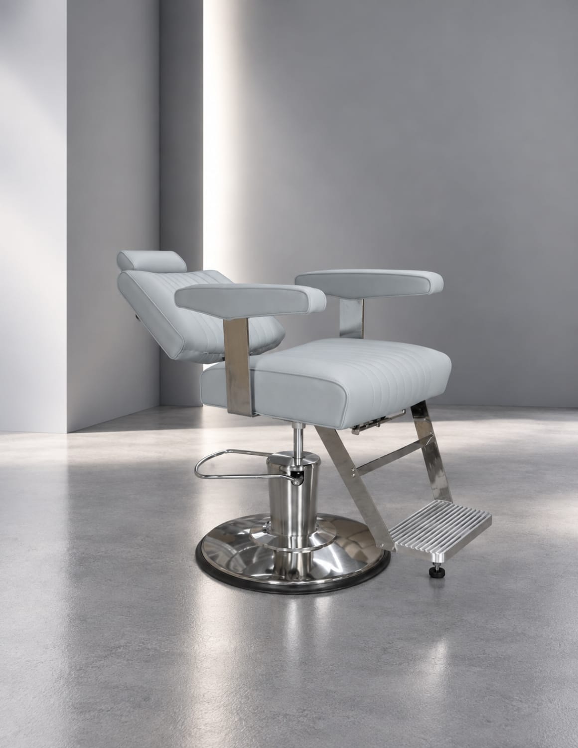 The Wire Premium šedé unisex křeslo pro barbery a kadeřníky