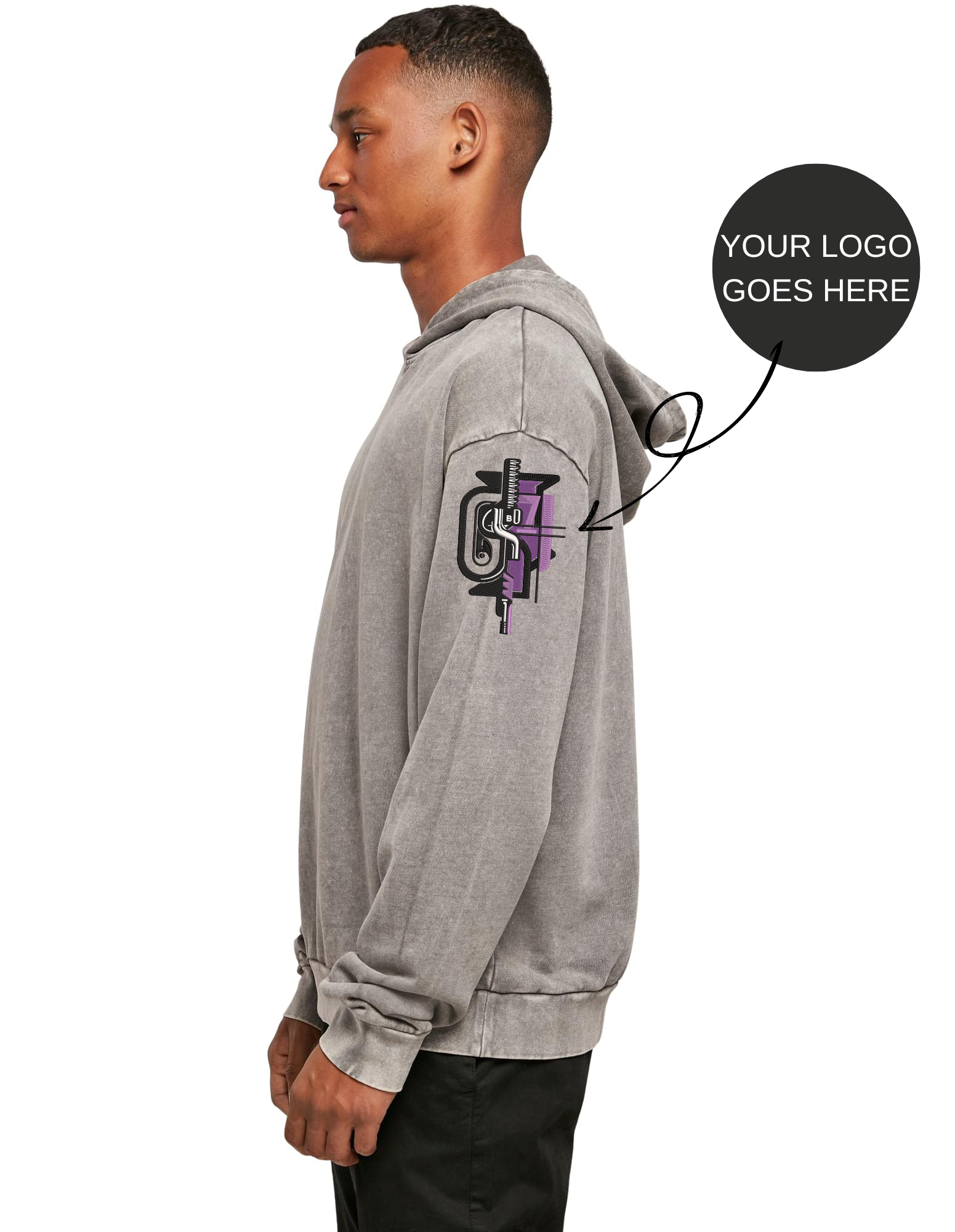 Oversized hoodie in "acid washed" style with your logo