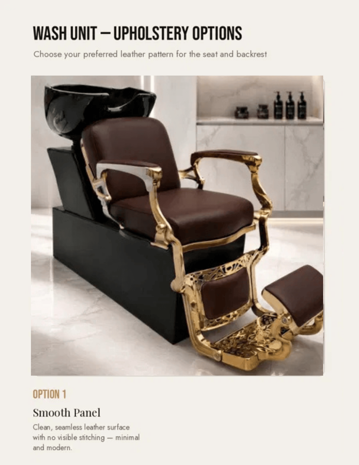 Poltrona lavatesta Barber personalizzata con lavabo in ceramica nera | Unità lavaggio di lusso personalizzata per barber shop e saloni professionali
