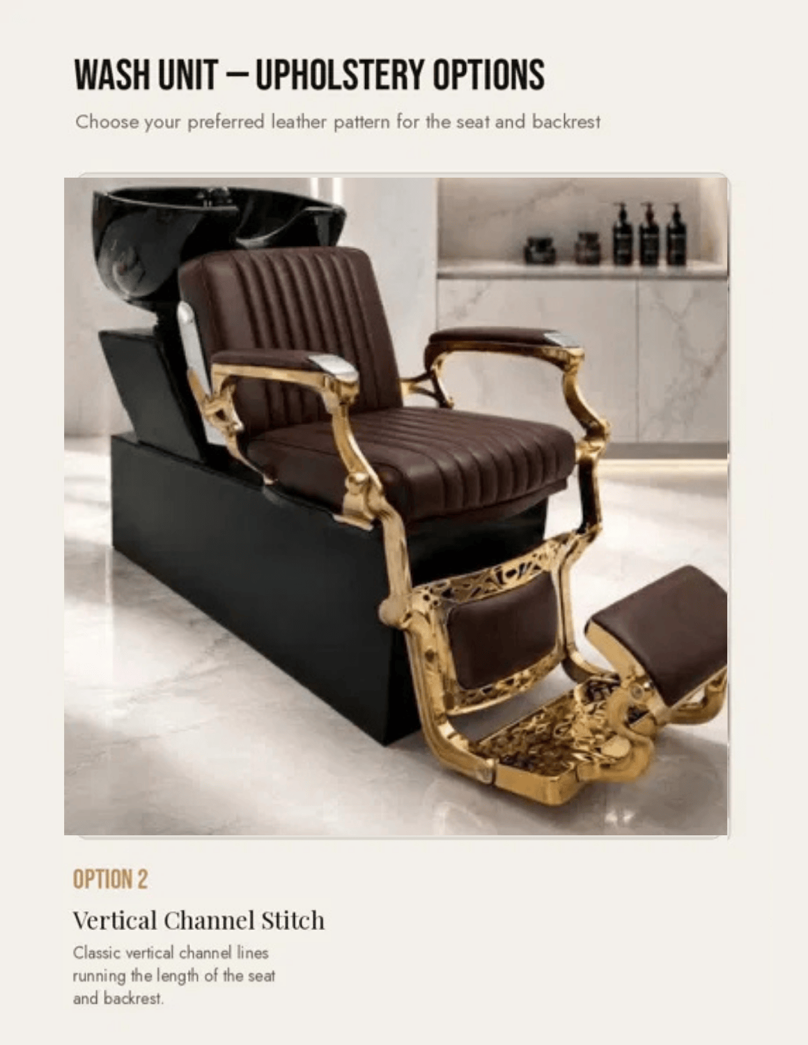 Poltrona lavatesta Barber personalizzata con lavabo in ceramica nera | Unità lavaggio di lusso personalizzata per barber shop e saloni professionali
