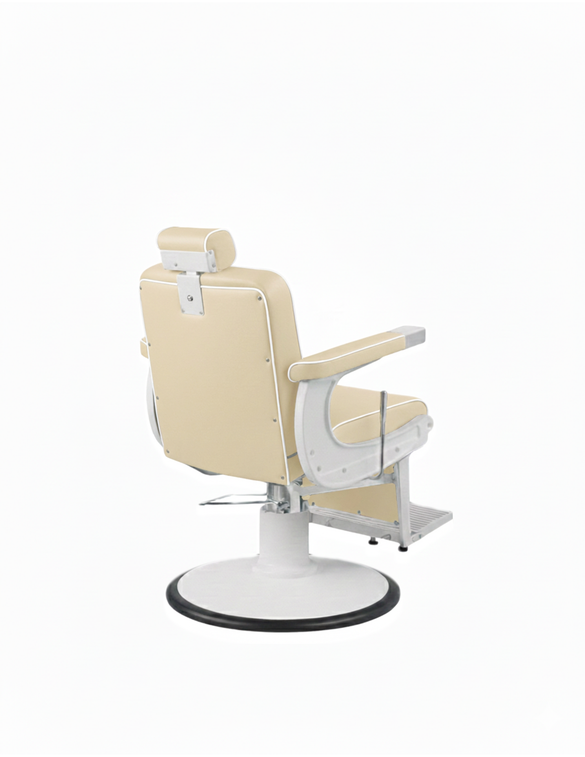Barberstuhl New School Creme weißes Gestell