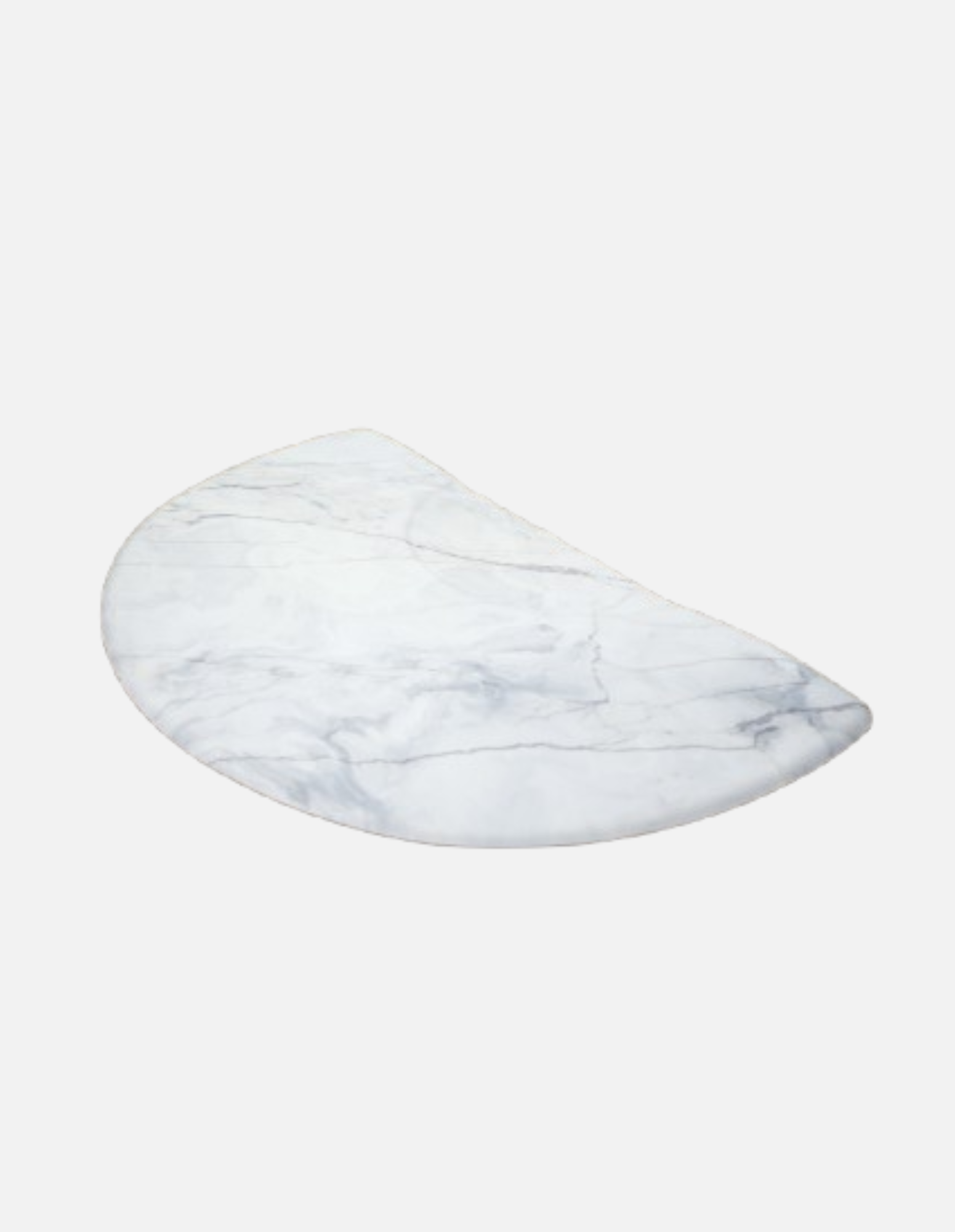 Anti-fatigue floor mat semi-circle in Maya white-grey marble design for salons, studios & barbershops