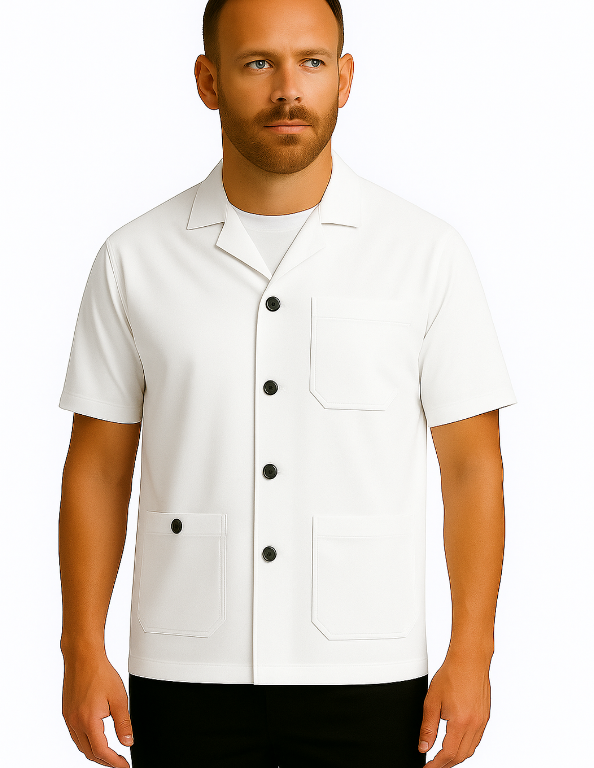 Abrigo Clásico de Barbero con Manga Corta / Barber Jacket – Ropa de trabajo profesional para peluqueros y barberos