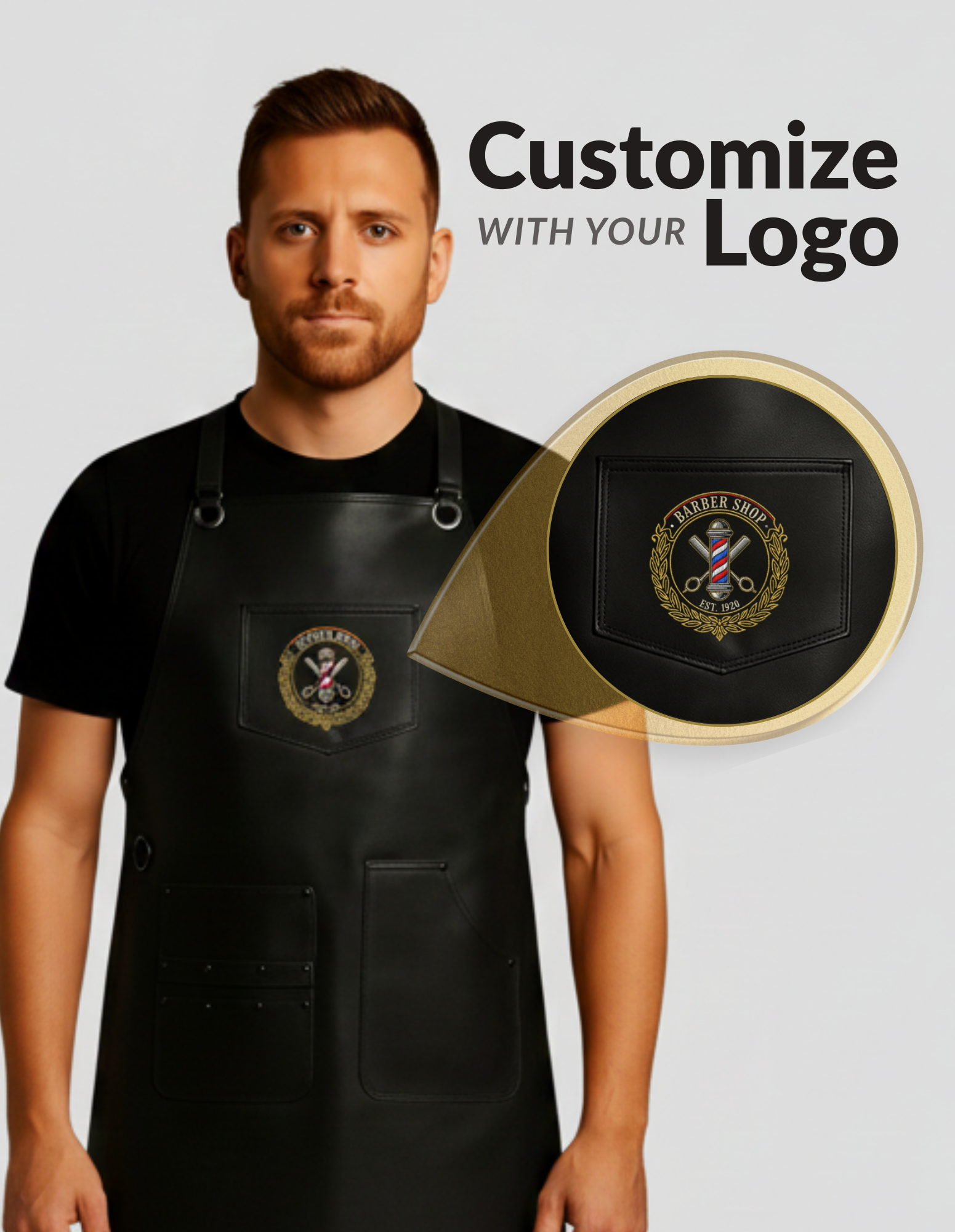 Prava kožna brijačka pregača