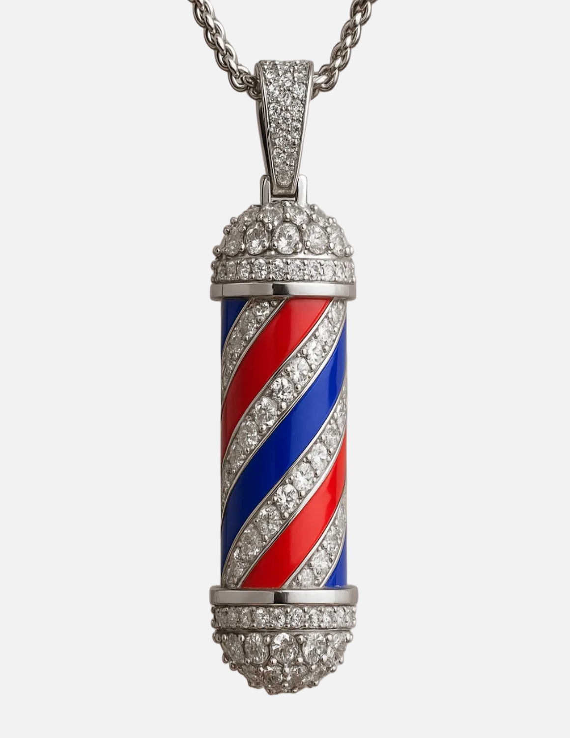 Barber Pole Kettenanhänger 925 Silber Gold oder Platin mit Diamanten oder Moissanite