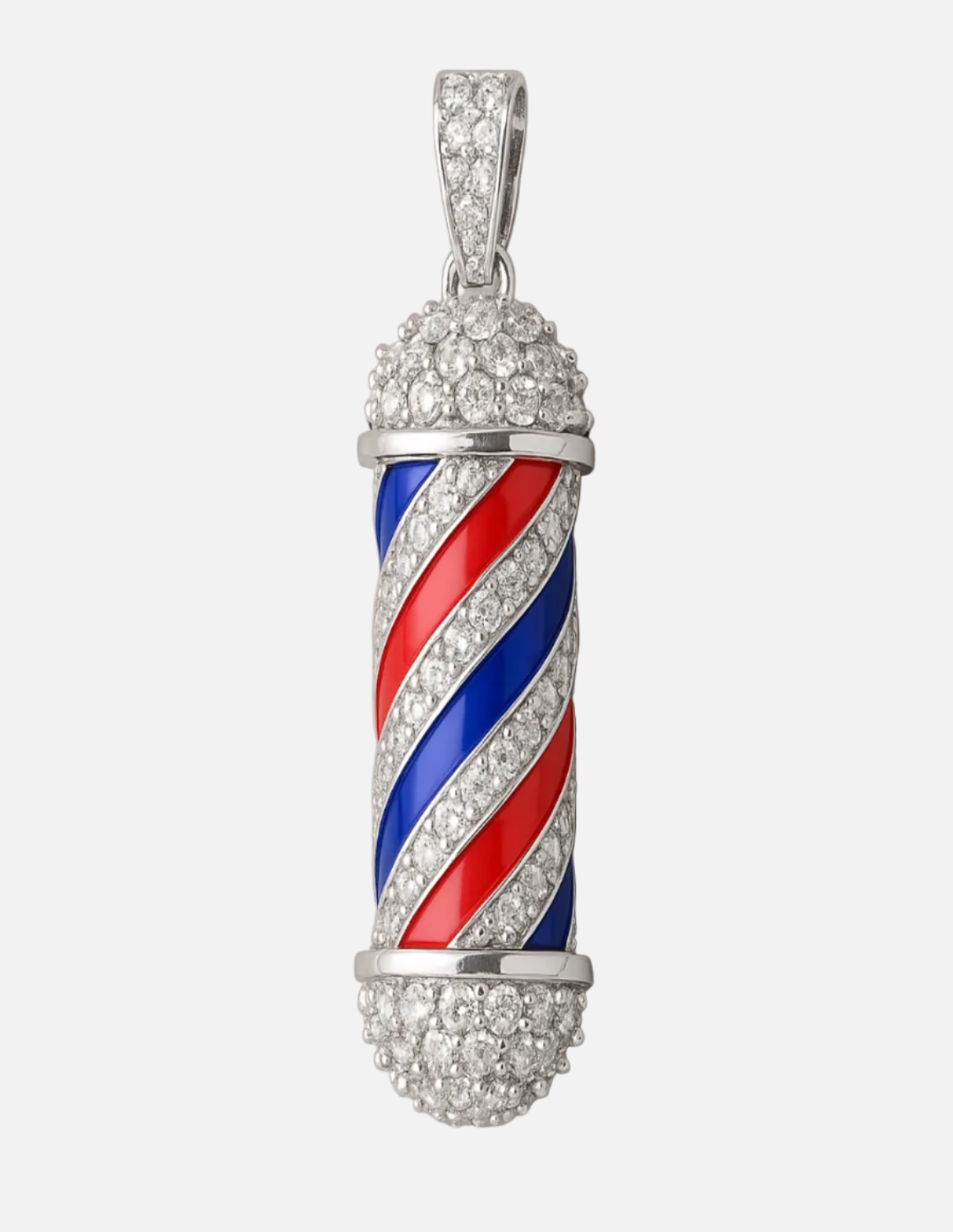 Barber Pole Kettenanhänger 925 Silber Gold oder Platin mit Diamanten oder Moissanite