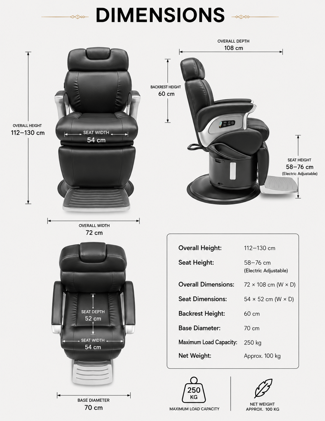JBS e-Opus 1.0 Red — Fully Electric Barber Chair & Salon Chair with Electric Height Adjustment, Electric Recline, Electric Leg Rest & Memory Function | Premium Chair for Barbershops, Hair Salons & Studios