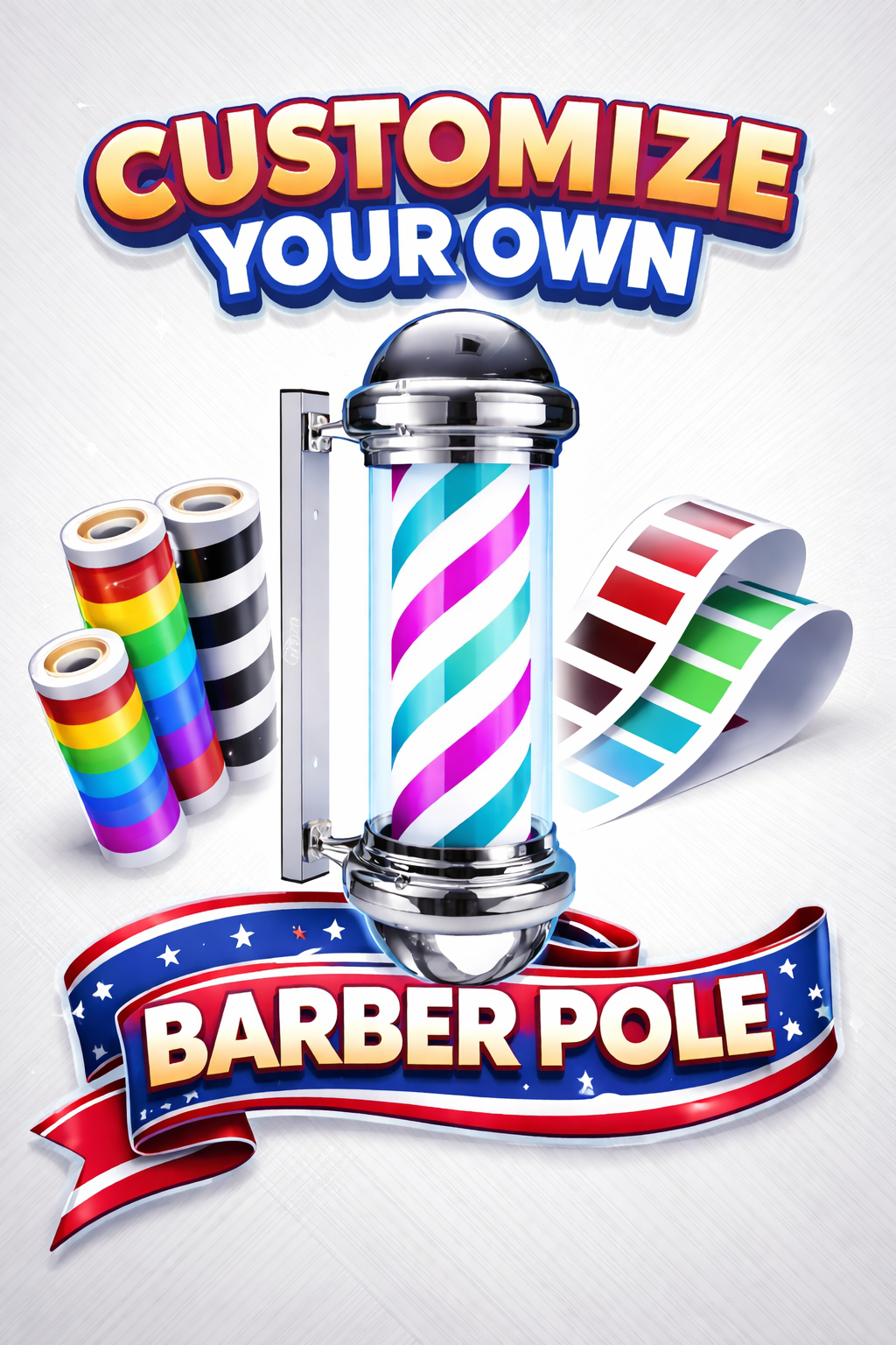 Personalisierbarer rotierender Barber Pole für Barbershop und Friseursalon 