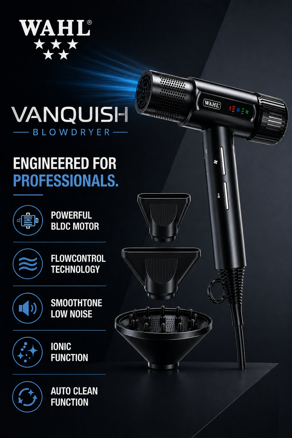 WAHL Vanquish Föhn BLDC Haartrockner Professioneller Haartrockner Blowdryer Dryer