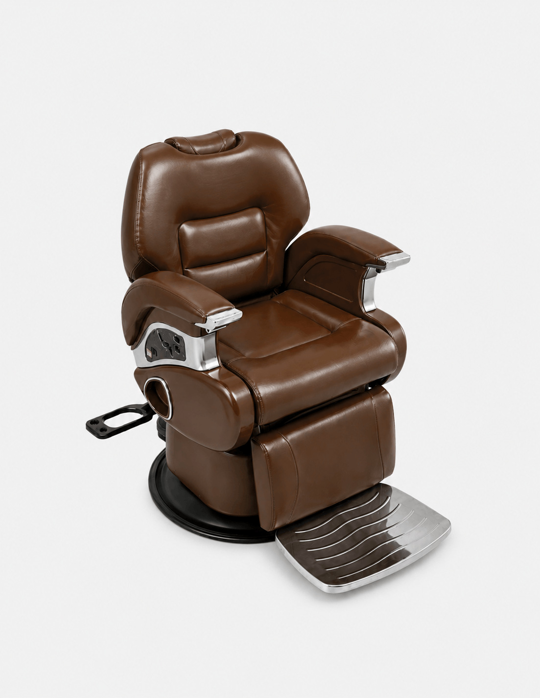 JBS e-Prestige 1.0 Braun (Hochglanz) — Vollelektrischer Barberstuhl & Friseurstuhl mit elektrischer Höhenverstellung, elektrischer Neigung & Memory-Funktion | Premium-Stuhl für Barbershop, Friseursalon & Studio