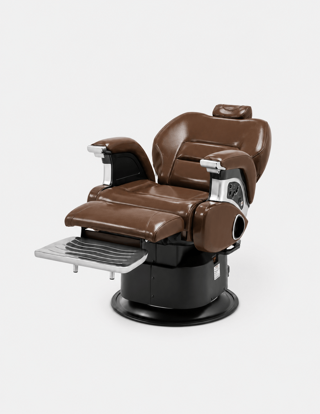 JBS e-Prestige 1.0 Braun (Hochglanz) — Vollelektrischer Barberstuhl & Friseurstuhl mit elektrischer Höhenverstellung, elektrischer Neigung & Memory-Funktion | Premium-Stuhl für Barbershop, Friseursalon & Studio