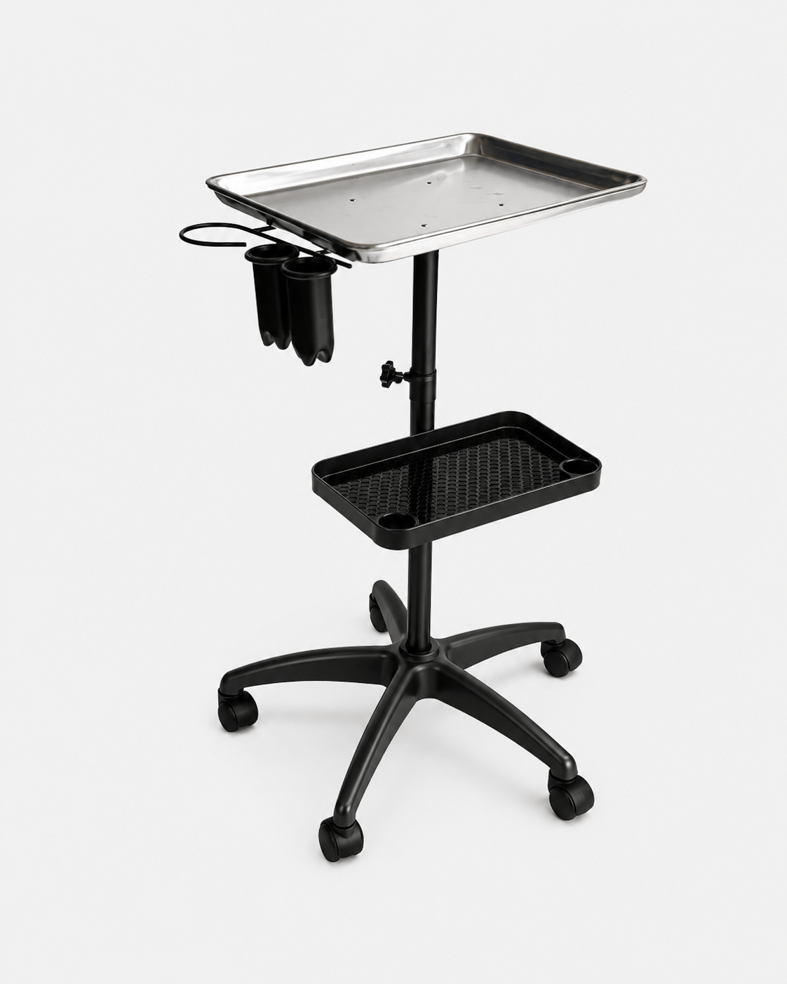 Salon & Barber Tray Trolley with One or Two Tiers, Height Adjustable 67–105 cm