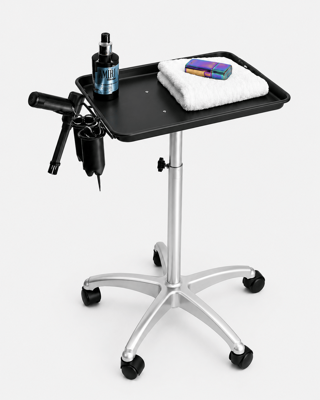 Salon & Barber Tray Trolley with One or Two Tiers, Height Adjustable 67–105 cm