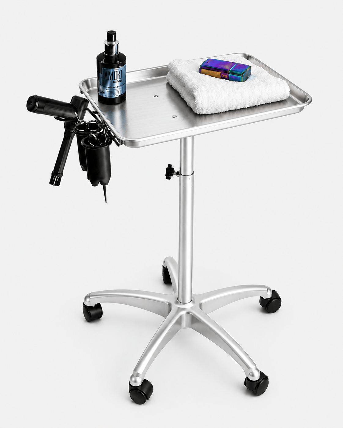 Salon & Barber Tray Trolley with One or Two Tiers, Height Adjustable 67–105 cm