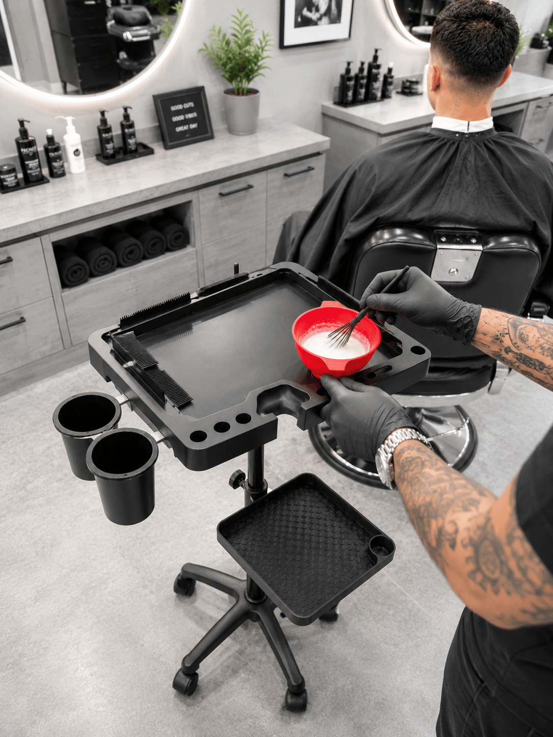 Magnetisches Rolltablett Tablett Trolley Organizer für Barber &- Friseurstühle Ablage Zubehör und zwei Etagen Rollablage