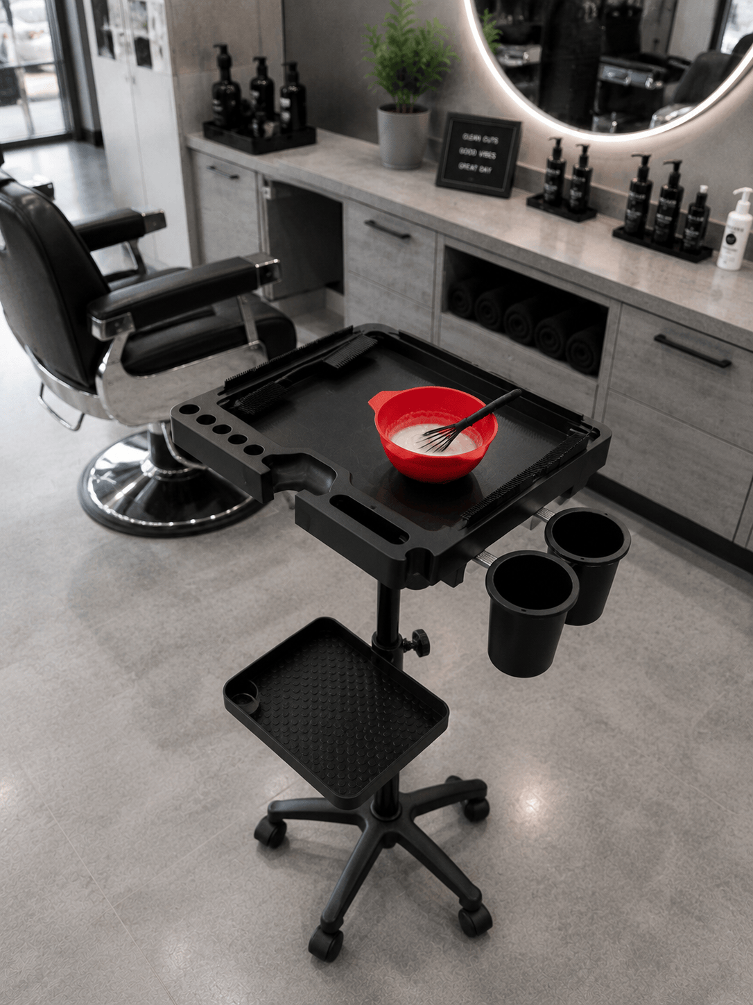 Magnetisches Rolltablett Tablett Trolley Organizer für Barber &- Friseurstühle Ablage Zubehör und zwei Etagen Rollablage