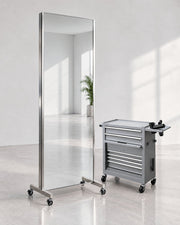 JBS Float mirror on wheels beside a grey JBS barber trolley sold separately
