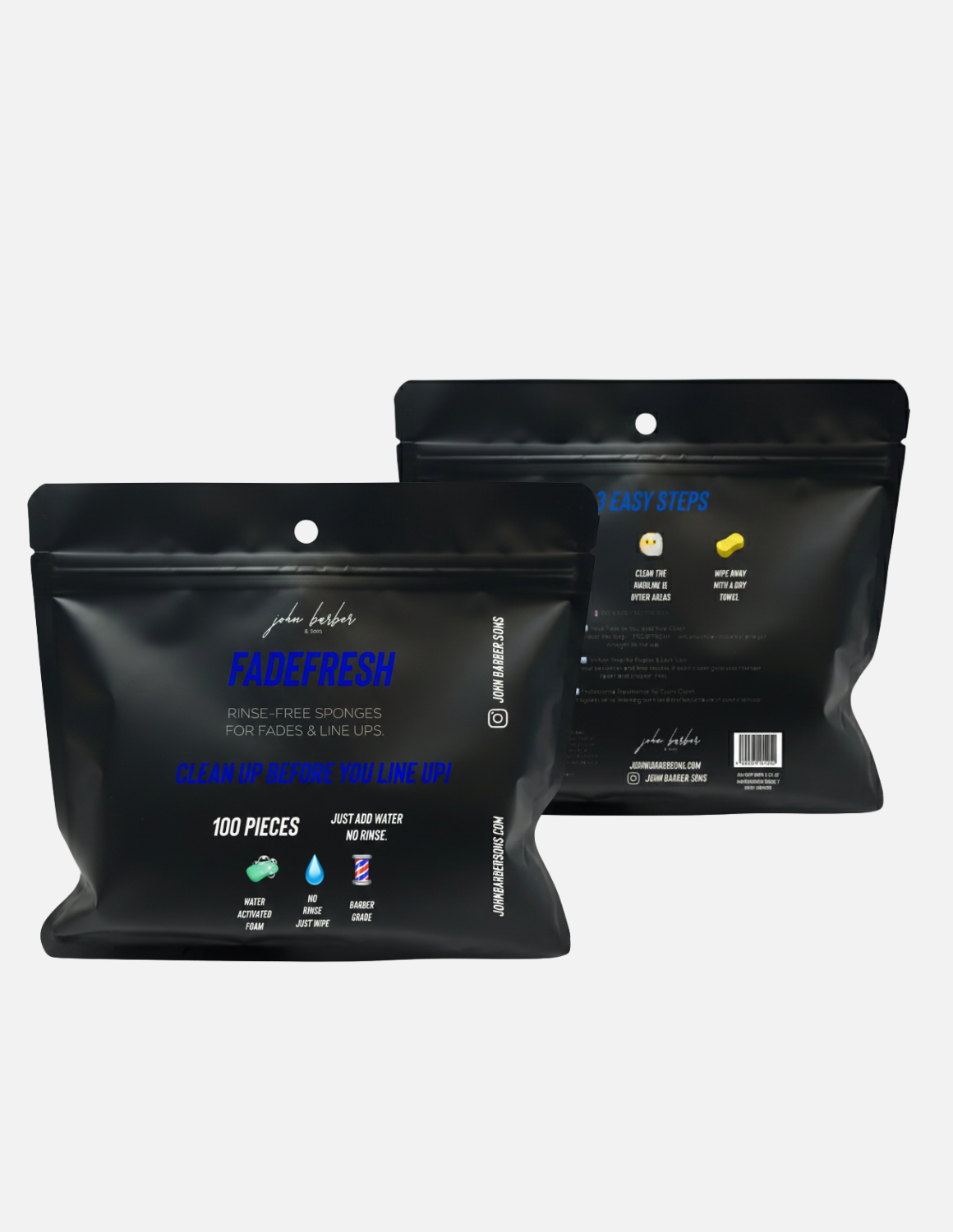 Johnbarbersons FadeFresh barber shampoo wipes