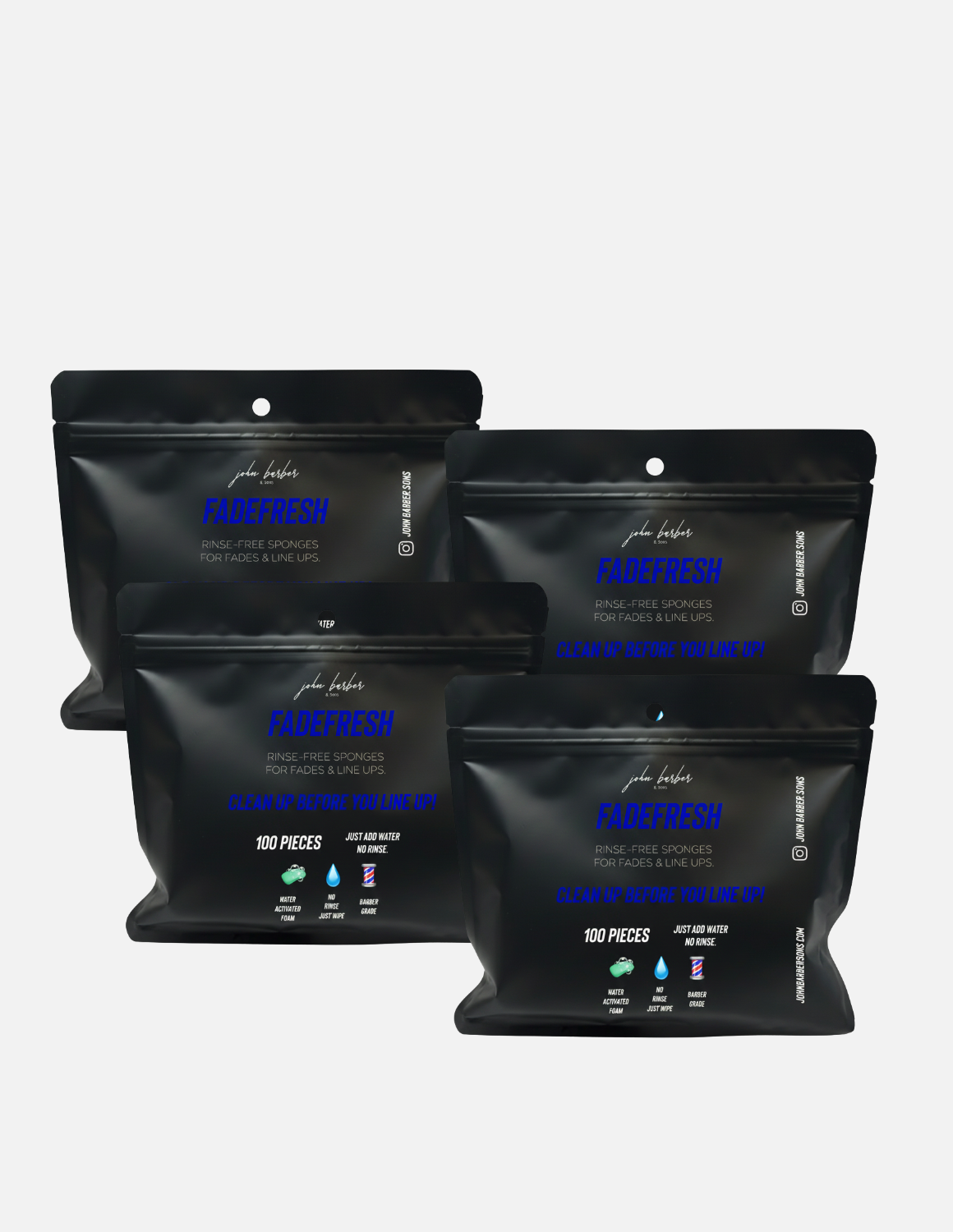 Johnbarbersons FadeFresh barber shampoo wipes