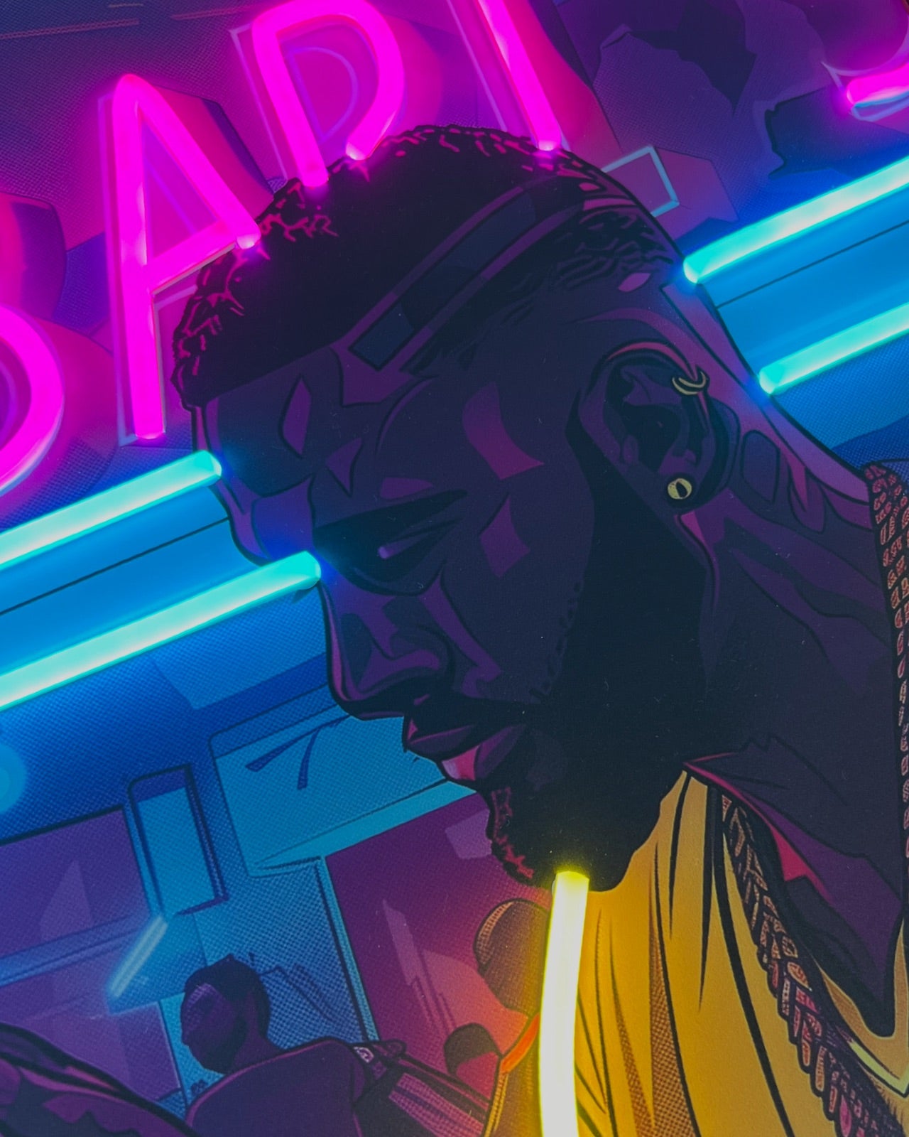 Crenshaw Nights - The Barber's Glow 1 / 50 Neon Art Paintings