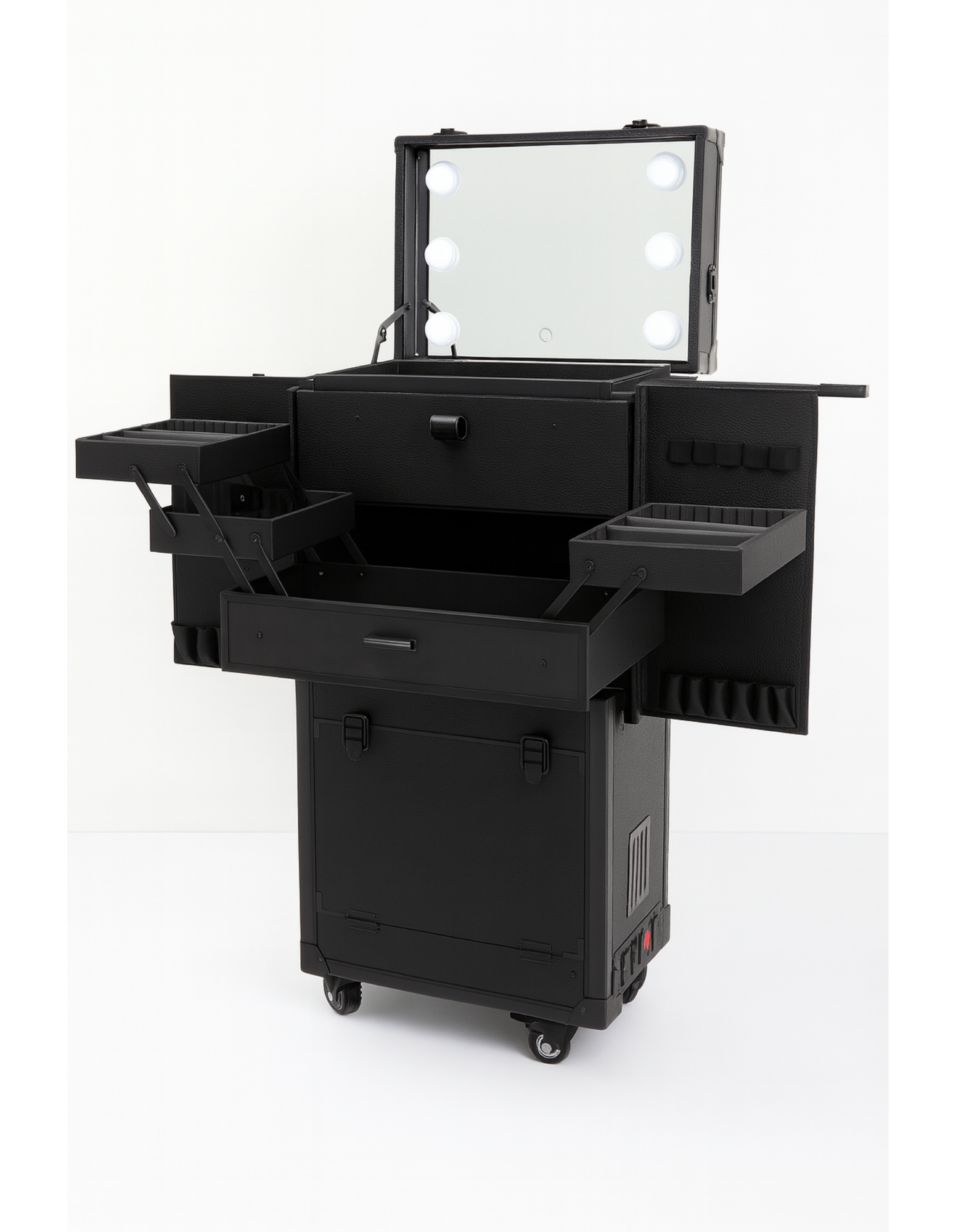 Mobiler Barber- & Friseur-Trolley mit LED-Spiegel und Powerstation