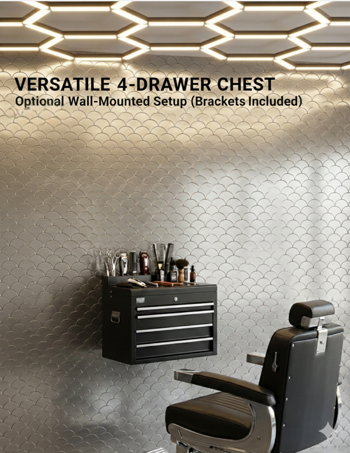 Erweiterung , Erhöhung mit 4 Schubladen für den Barber Trolley Rollwagen Pro Friseurwagen