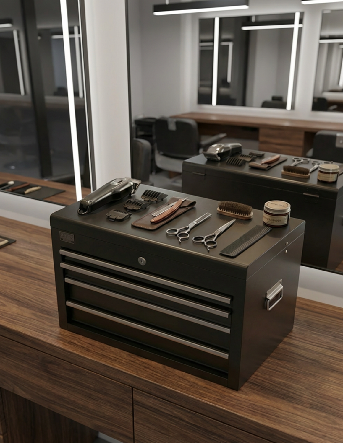 Erweiterung , Erhöhung mit 4 Schubladen für den Barber Trolley Rollwagen Pro Friseurwagen