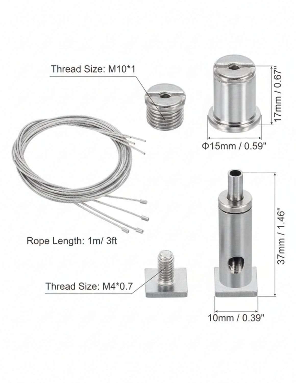 Suspension Wires with Screws for LED Light Systems 1 - 3 m