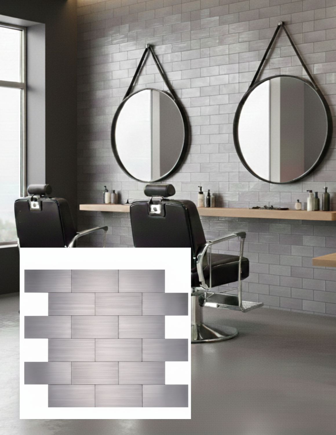 Dekorative, selbstklebende Metallwandfliesen für Friseursalons und Kosmetikstudios