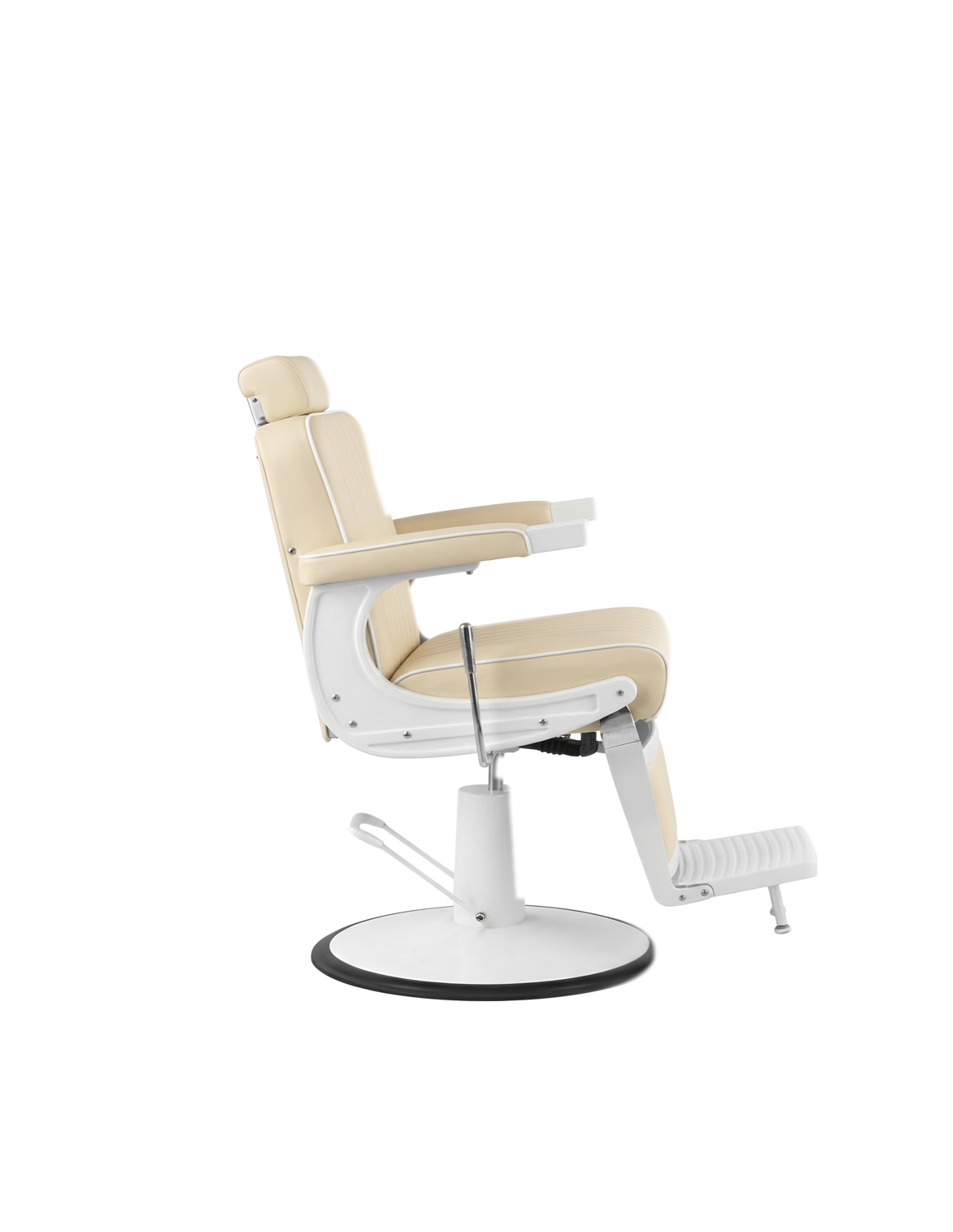Barberstuhl New School Creme Weißes Gestell