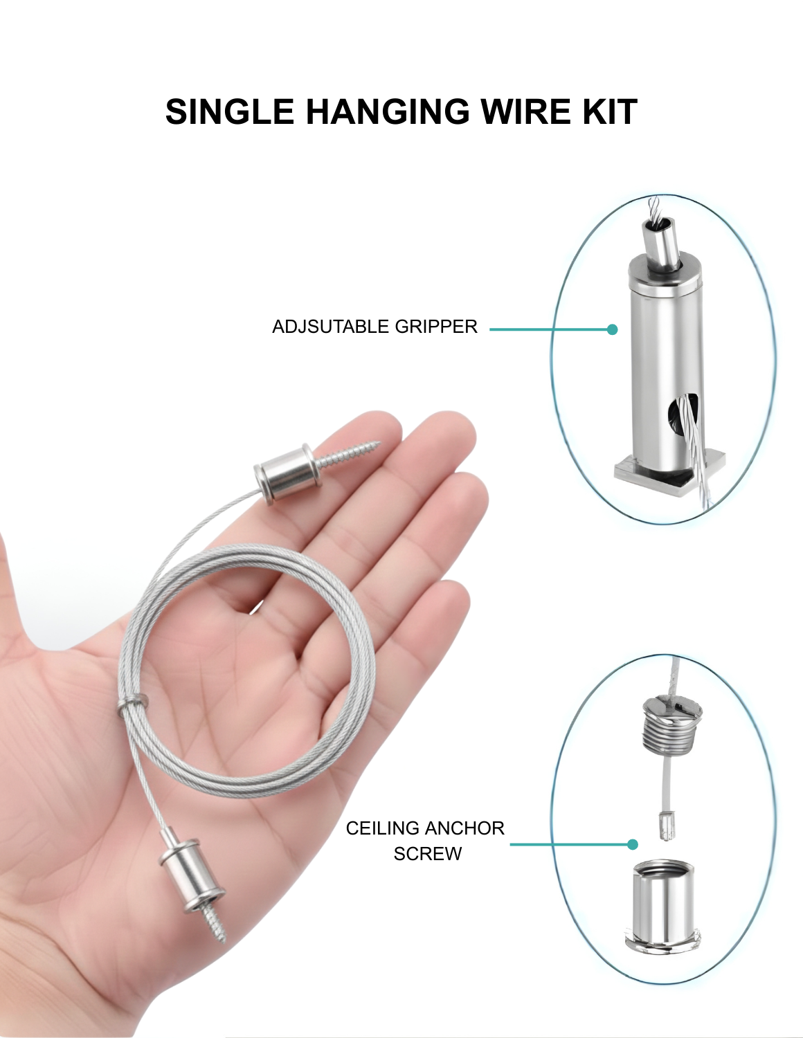 Suspension Wires with Screws for LED Light Systems 1 - 3 m