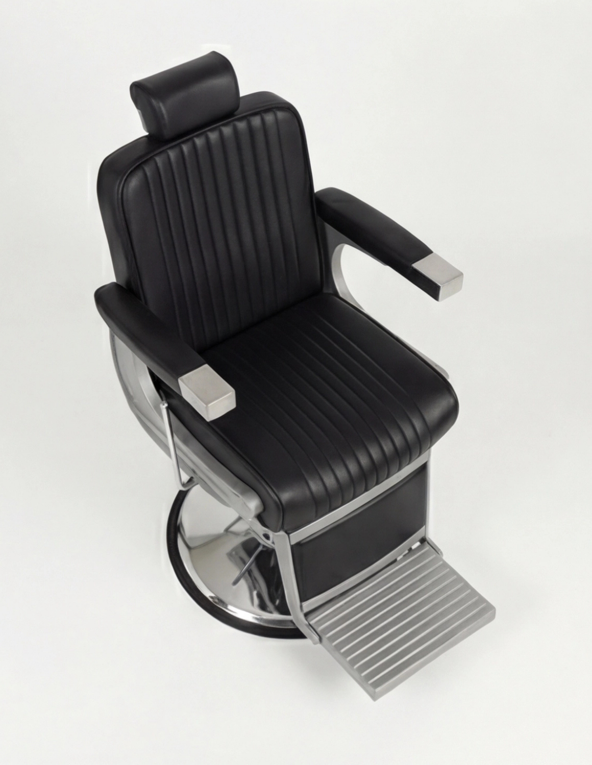 New School barber křeslo – matně šedý rám s černou kůží