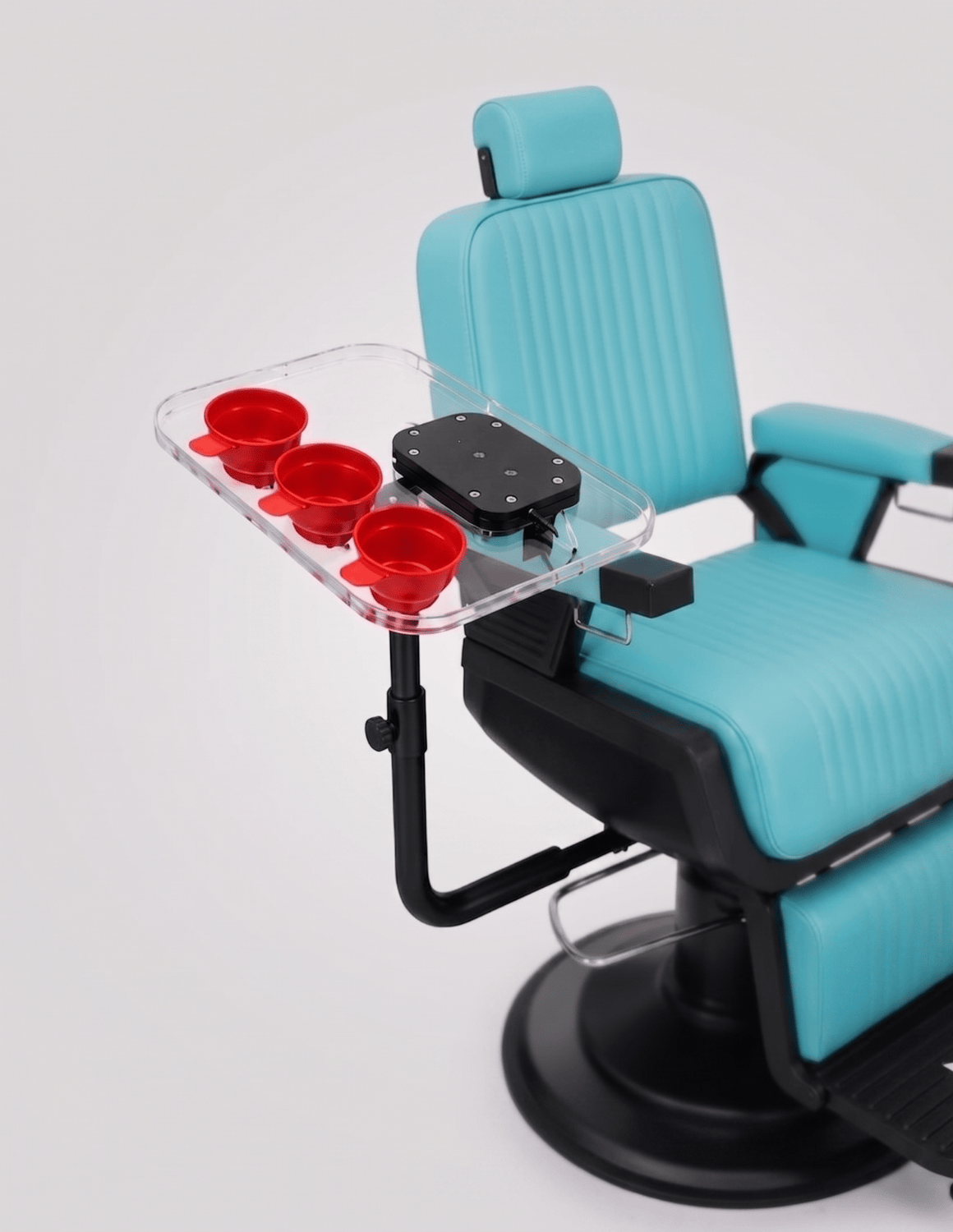 Rotierendes Tablett für Barber &- Friseurstühle Floating Tray Ablage Transparent mit drei mischschalen