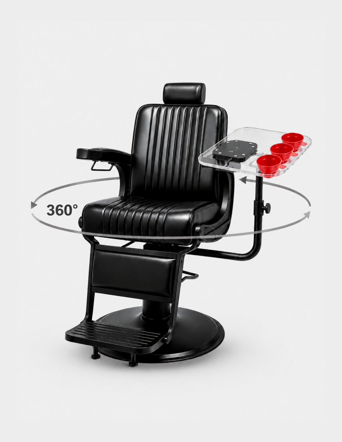 Plateau rotatif transparent pour fauteuils de barbier et de coiffure – tablette flottante avec trois bols de mélange