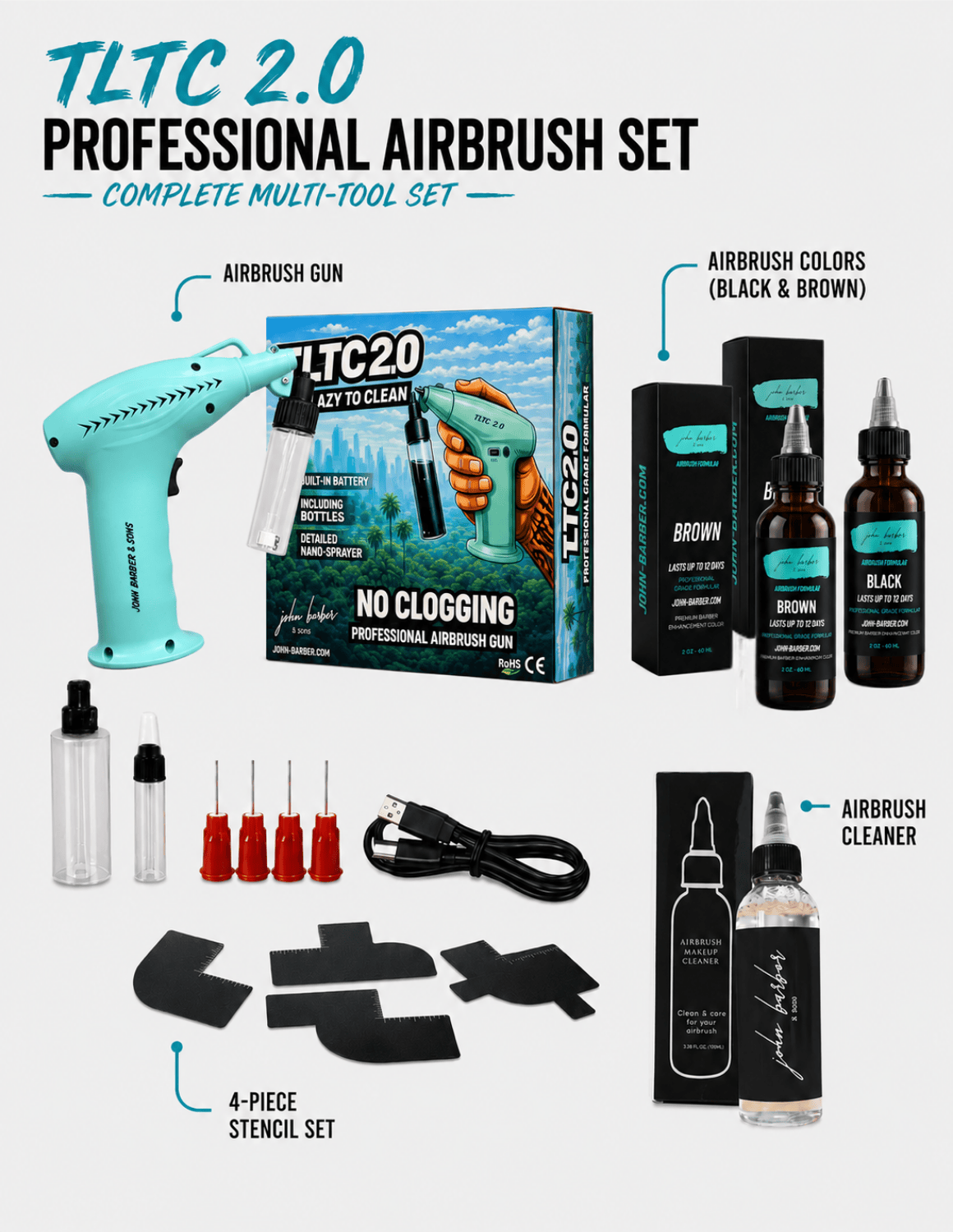 Airbrush Gun Spray TLTC 2.0 – Professional Cordless Nano Airbrush Gun No-Clog System